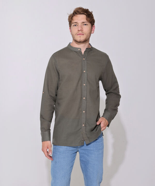 Camisa Manga Larga Cuello Neru Unicolor
