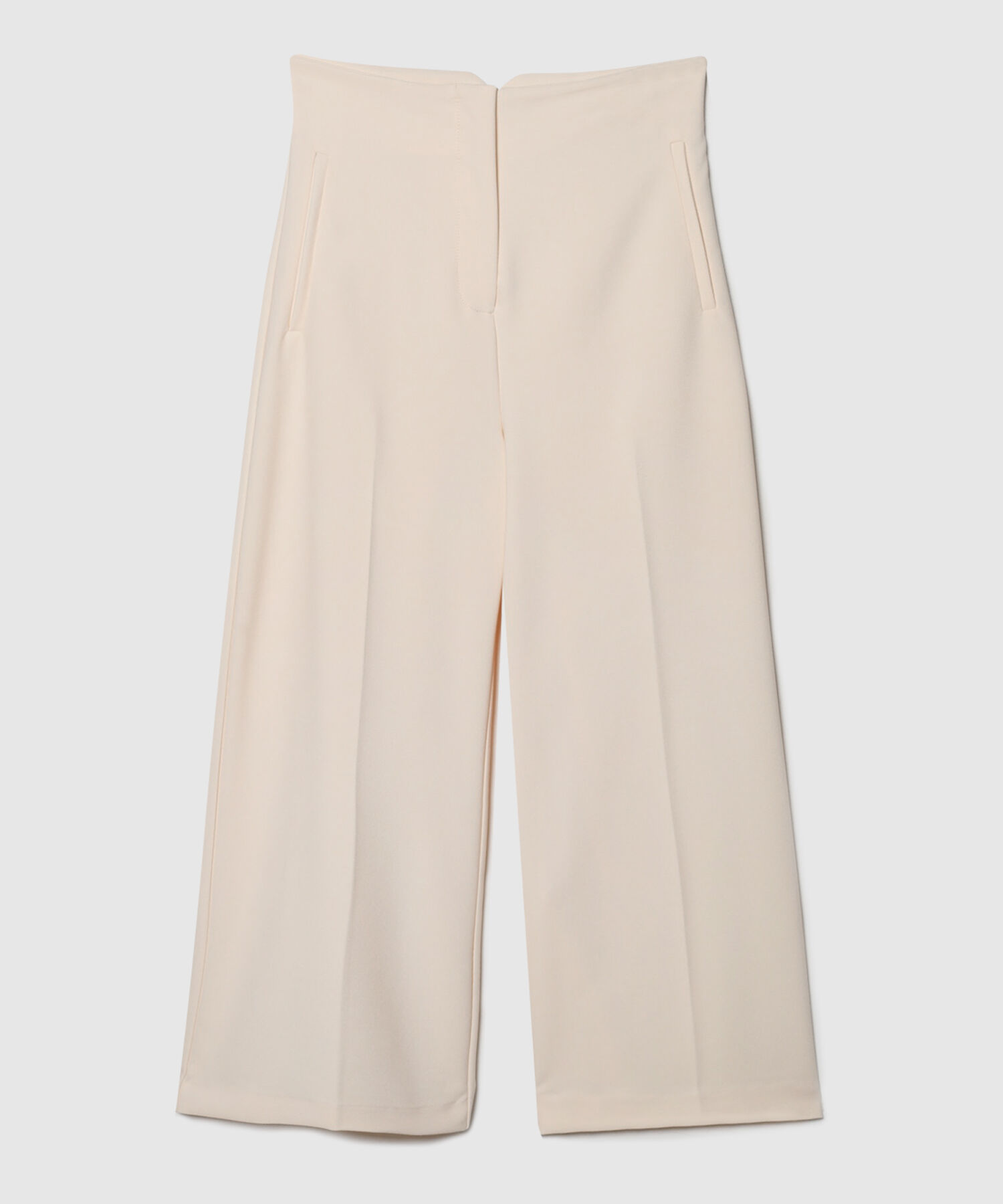 Pantalón Moda Unicolor, Tiro Alto Con Corte V En Pretina Posterior Y Ribetes Laterales, Serena
