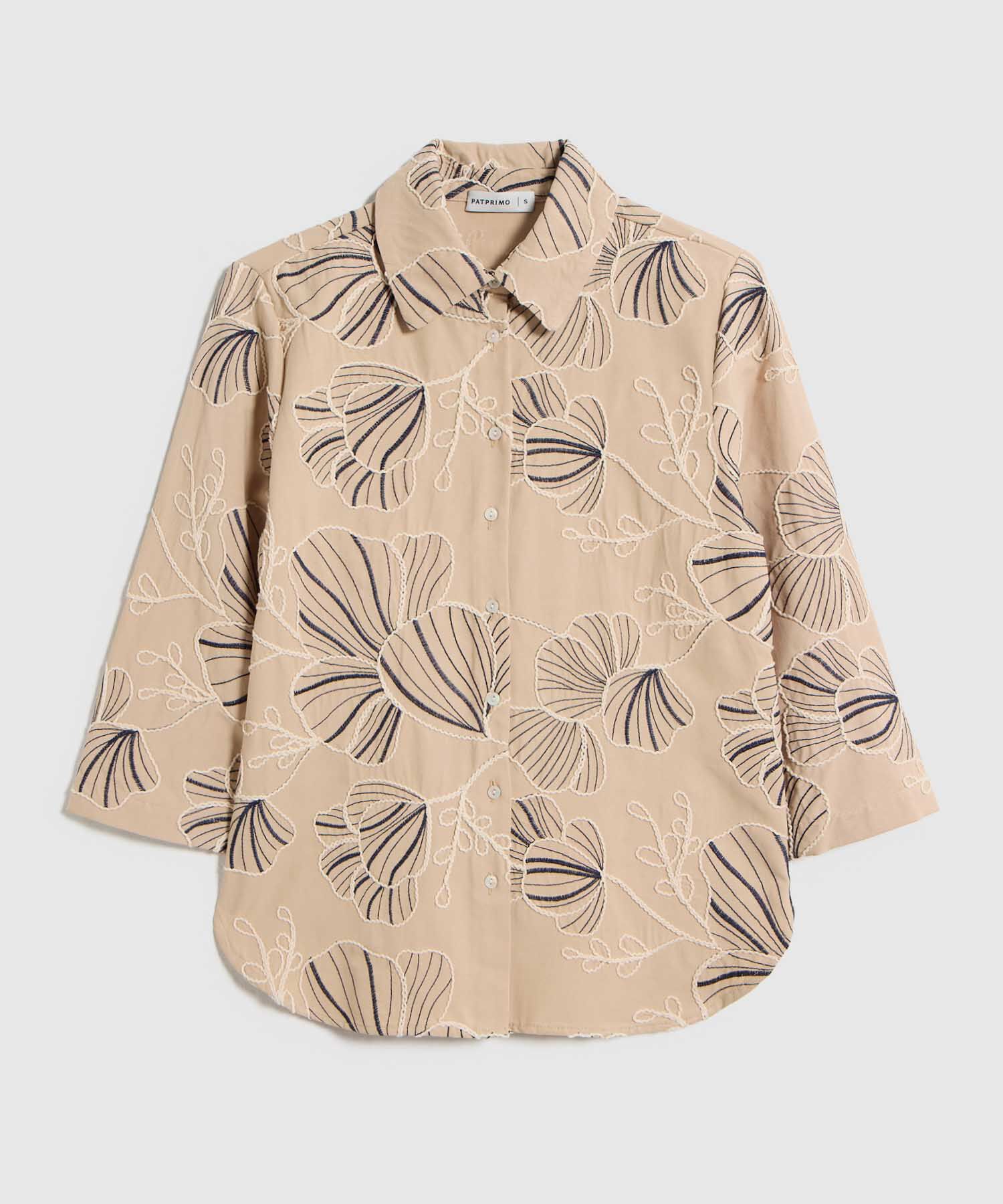 Blusa Camisera con Bordado Floral para Mujer