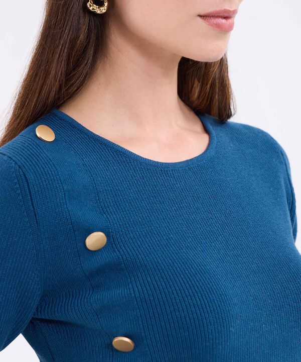 Saco unicolor con botones en costado frente para mujer image number null