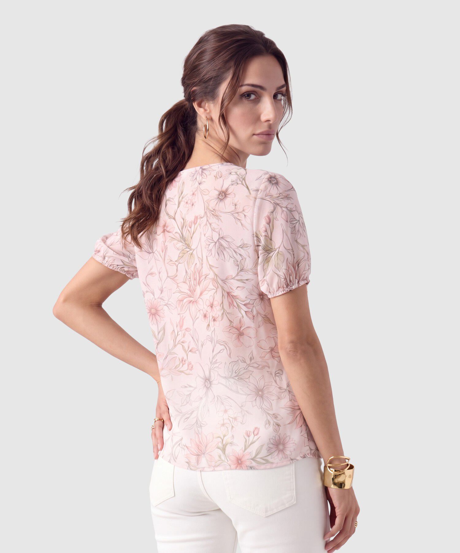 Blusa Escote V Con Botones Para Mujer