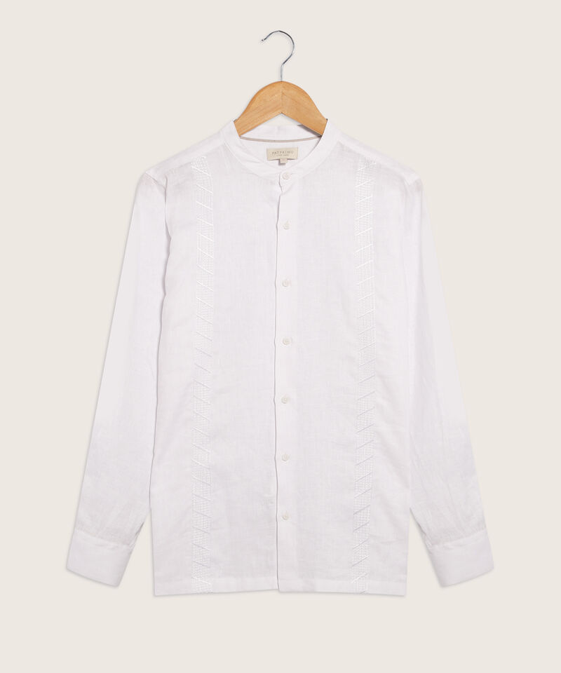 Camisa de Manga Larga con Cuello Mao y Bordado