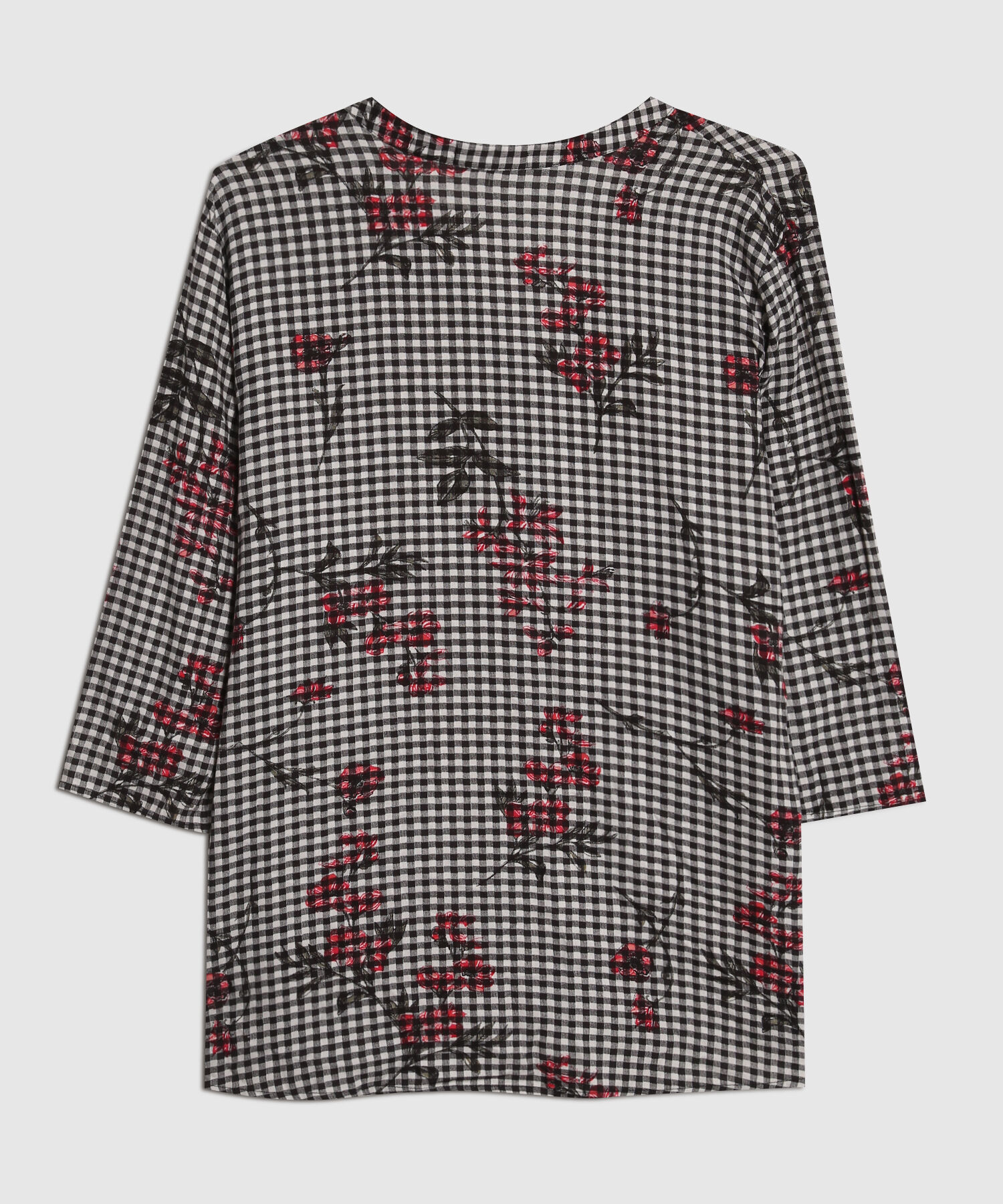 Blusa a Cuadros Estampado Floral