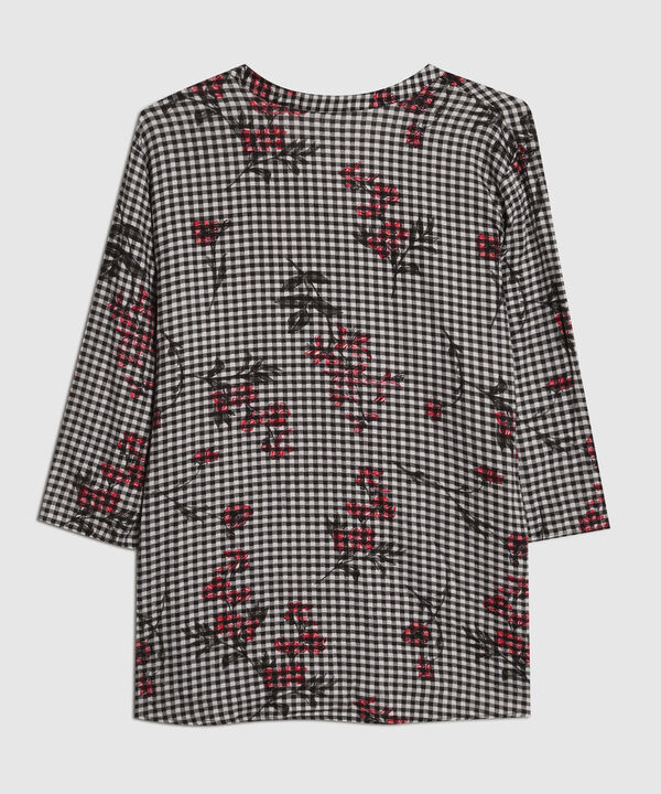 Blusa a Cuadros Estampado Floral image number null