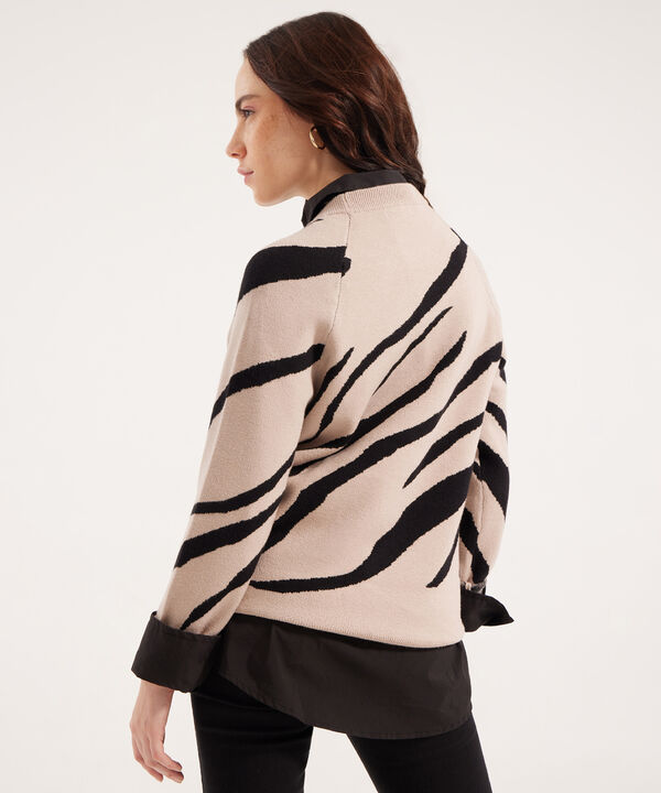 Saco Tejido Con Diseño De Animal Print