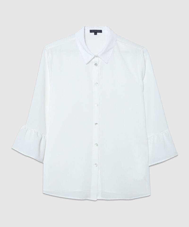 Blusa Unicolor, Manga 3/4 Con Boleros, Cuello Camisero Y Perilla Con Botones En Frente, Serena