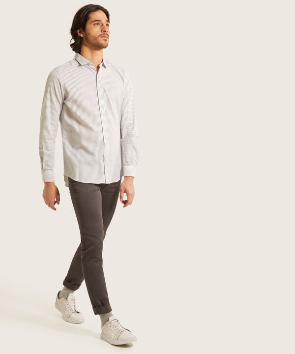 Camisa Manga Larga Preteñida Rayas, Slim
