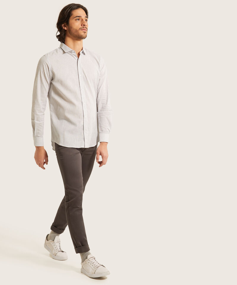 Camisa Manga Larga Preteñida Rayas, Slim
