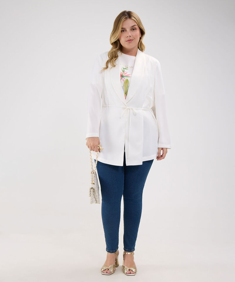 Chaqueta Unicolor Con Cinturón