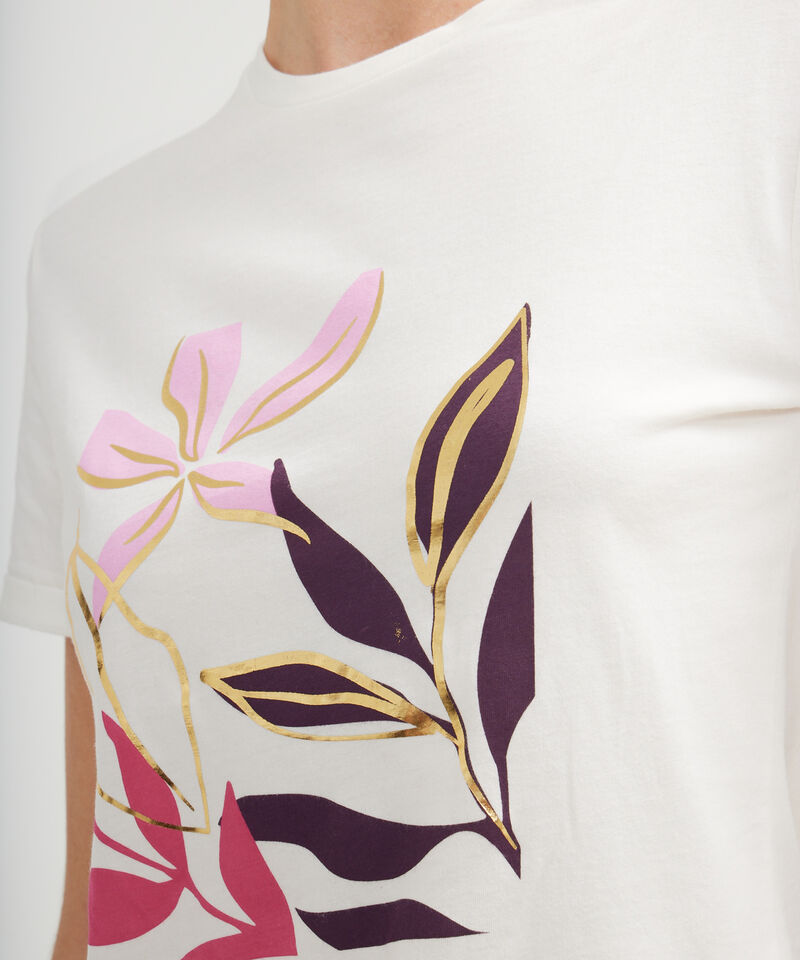 Camiseta Cuello Redondo, Manga Corta Con Screen, Fiesta En El Jardin Linea Moda