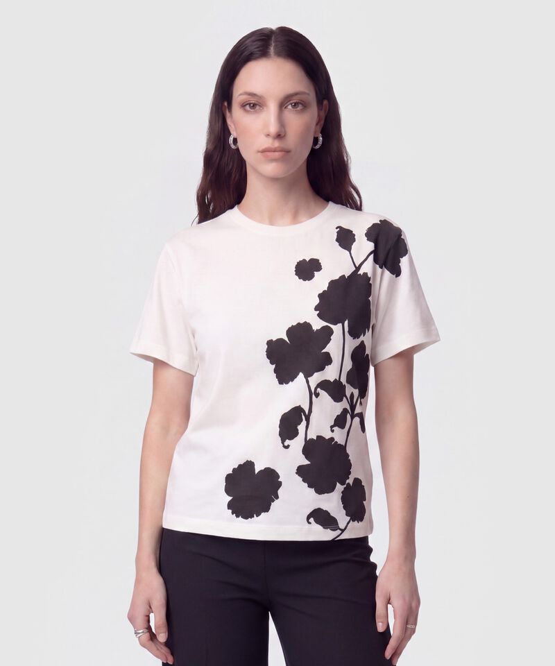 Camiseta Cuello Redondo Bordada Para Mujer