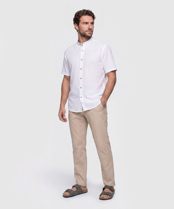 Camisa Cuello Mao Unicolor para Hombre