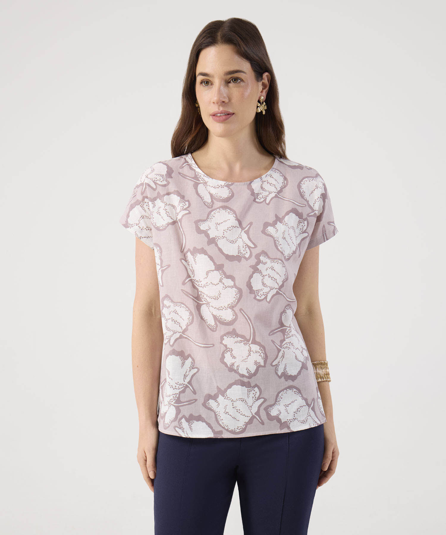 Blusa Estampada Cuello Redondo 