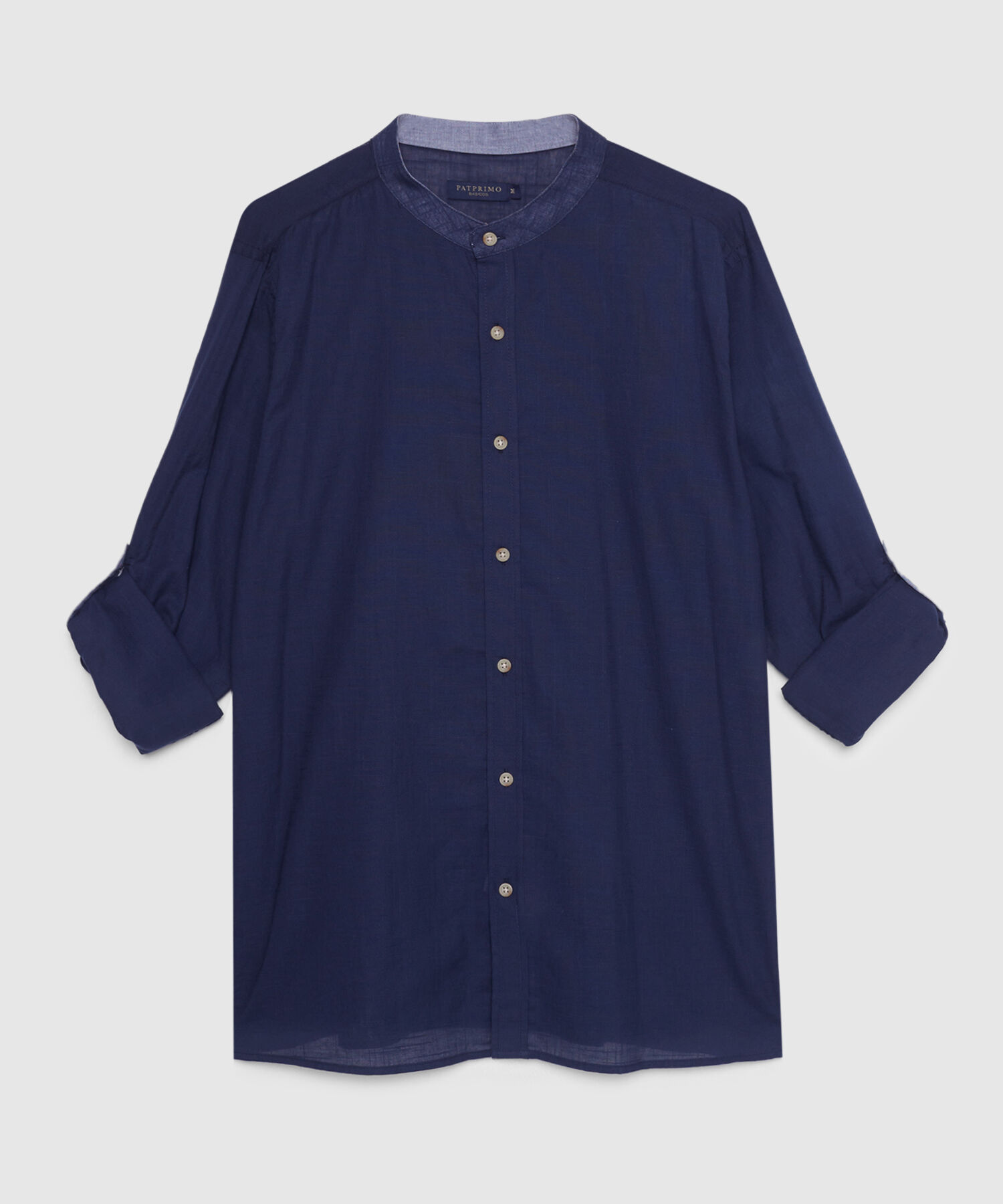 Camisa Manga Larga con Cuello Mao