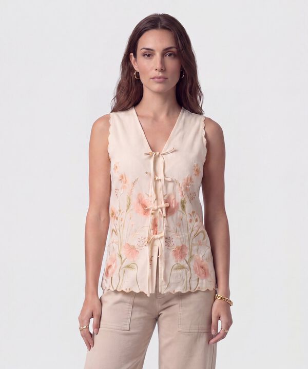 Blusa Sisa con Cierre de Lazos Mujer