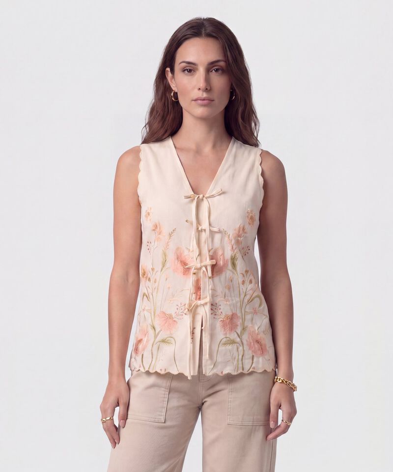 Blusa Sisa con Cierre de Lazos Mujer