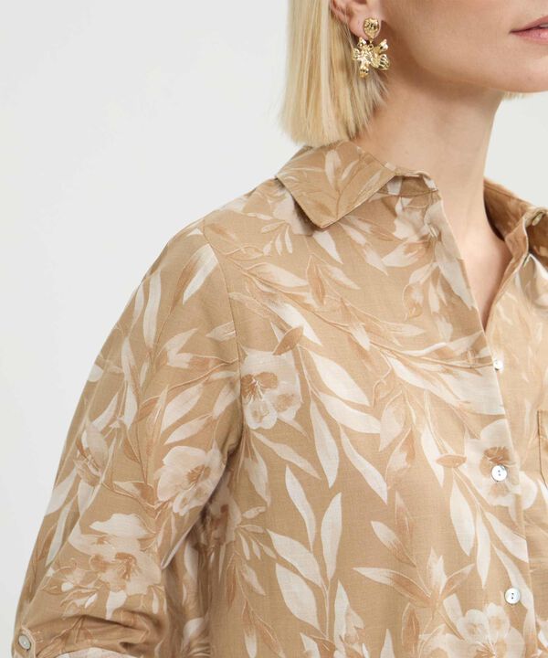 Camisa Manga Larga Con Bolsillo Estampada En Lino image number null