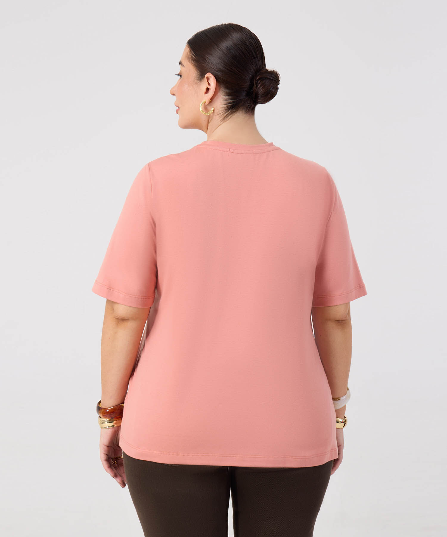 Camiseta De Cuello Redondo Para Mujer Curvy