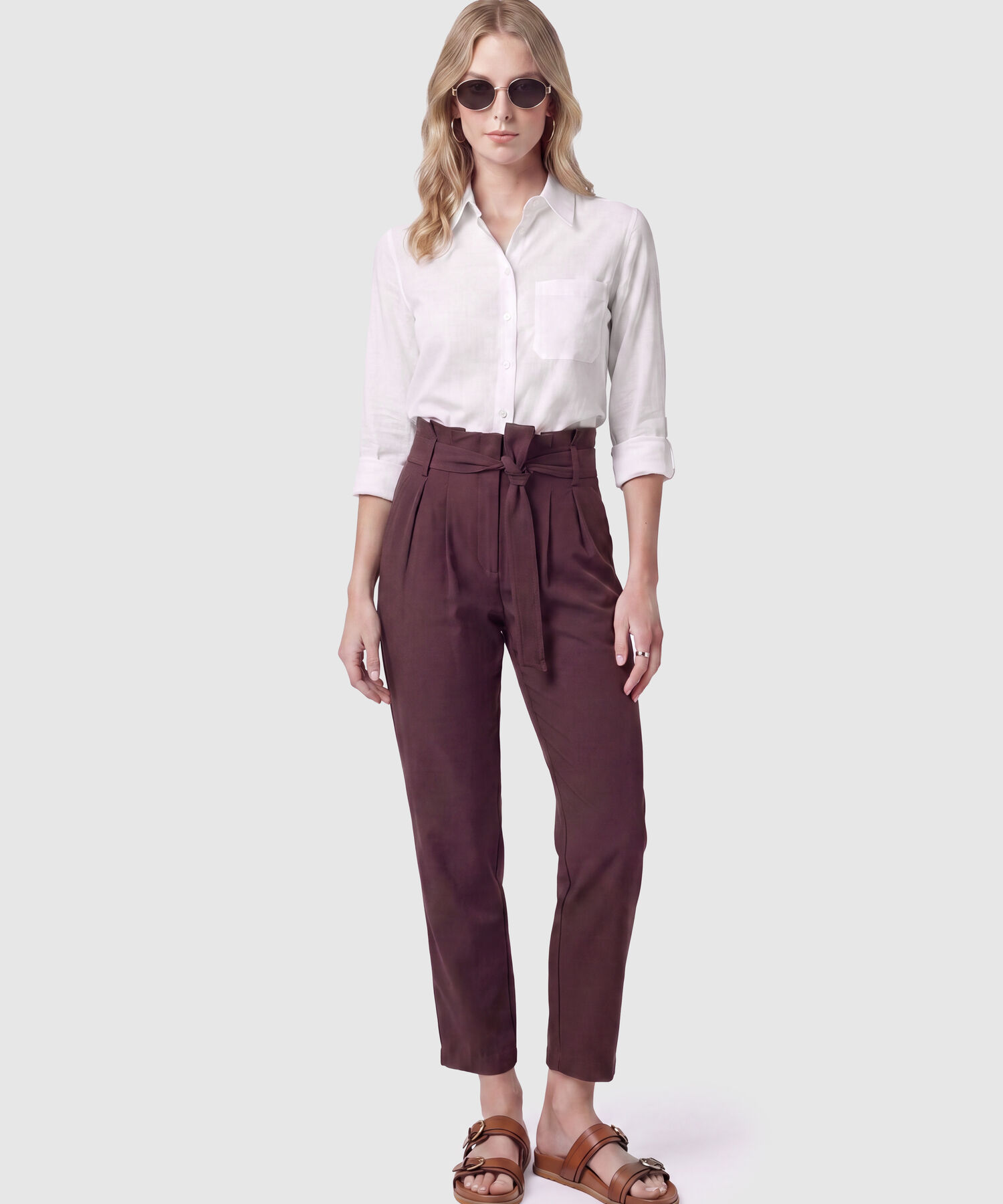 Camisa Unicolor Con Bolsillo Para Mujer