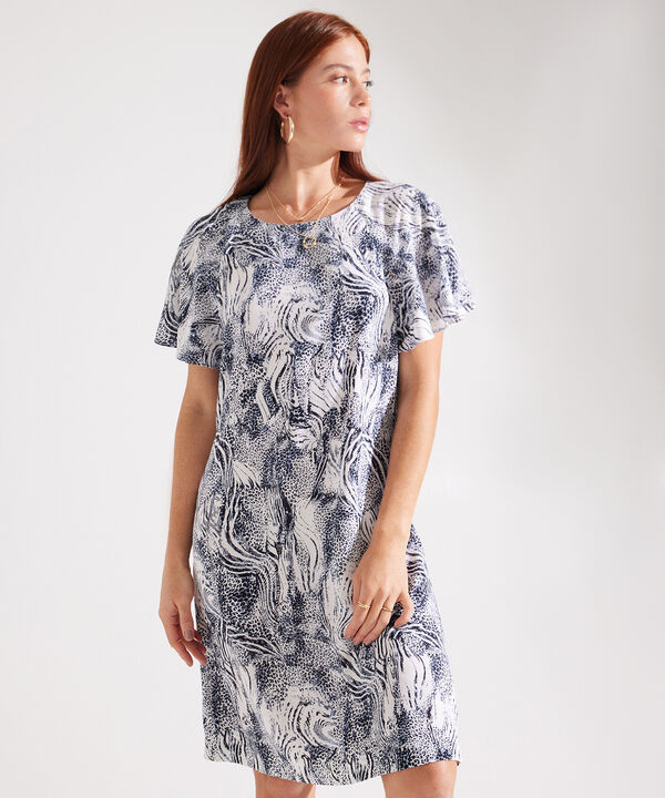Vestido Estampado Con Escote Redondo