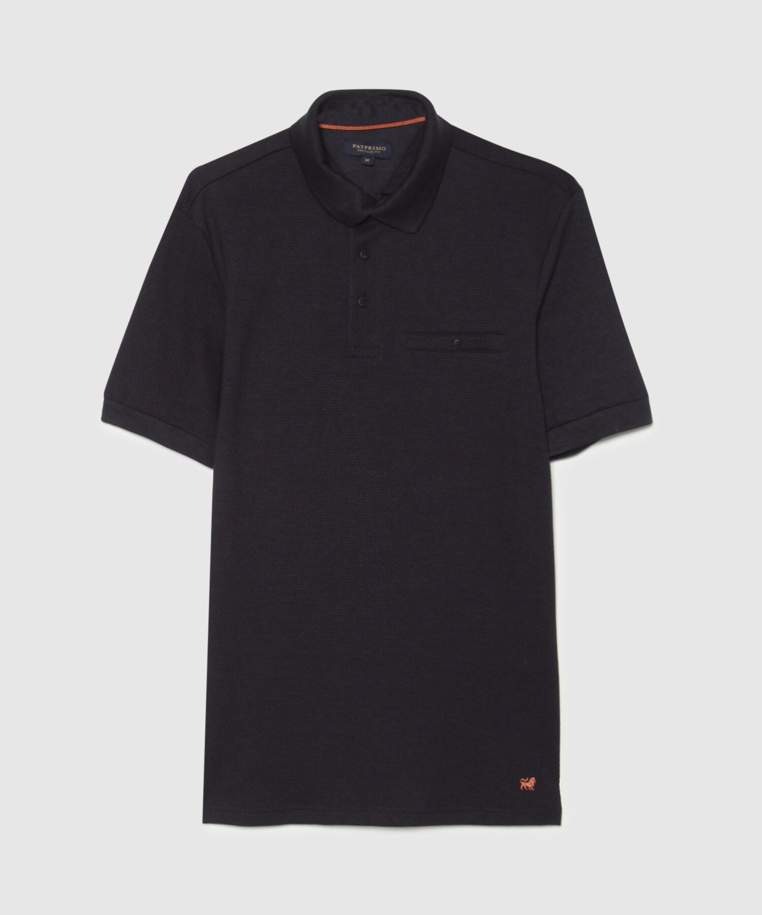 Polo Unicolor Regular Con Bolsillo De Ribete Tejido