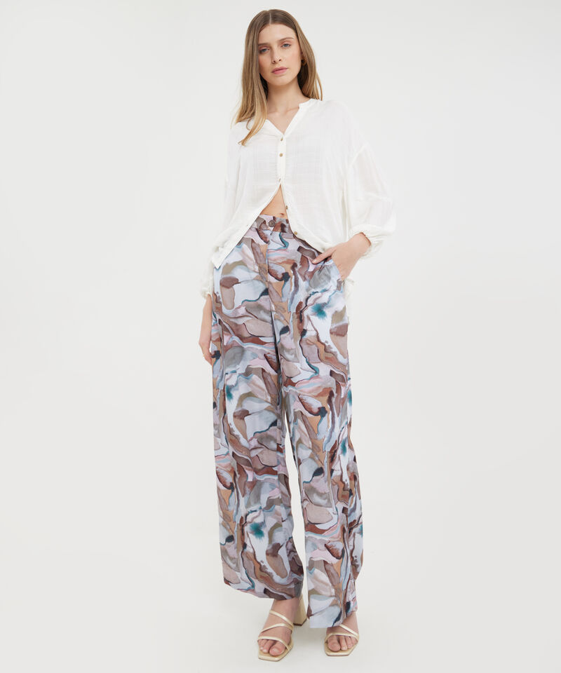 Pantalón Estampado Fluido Bota Amplia