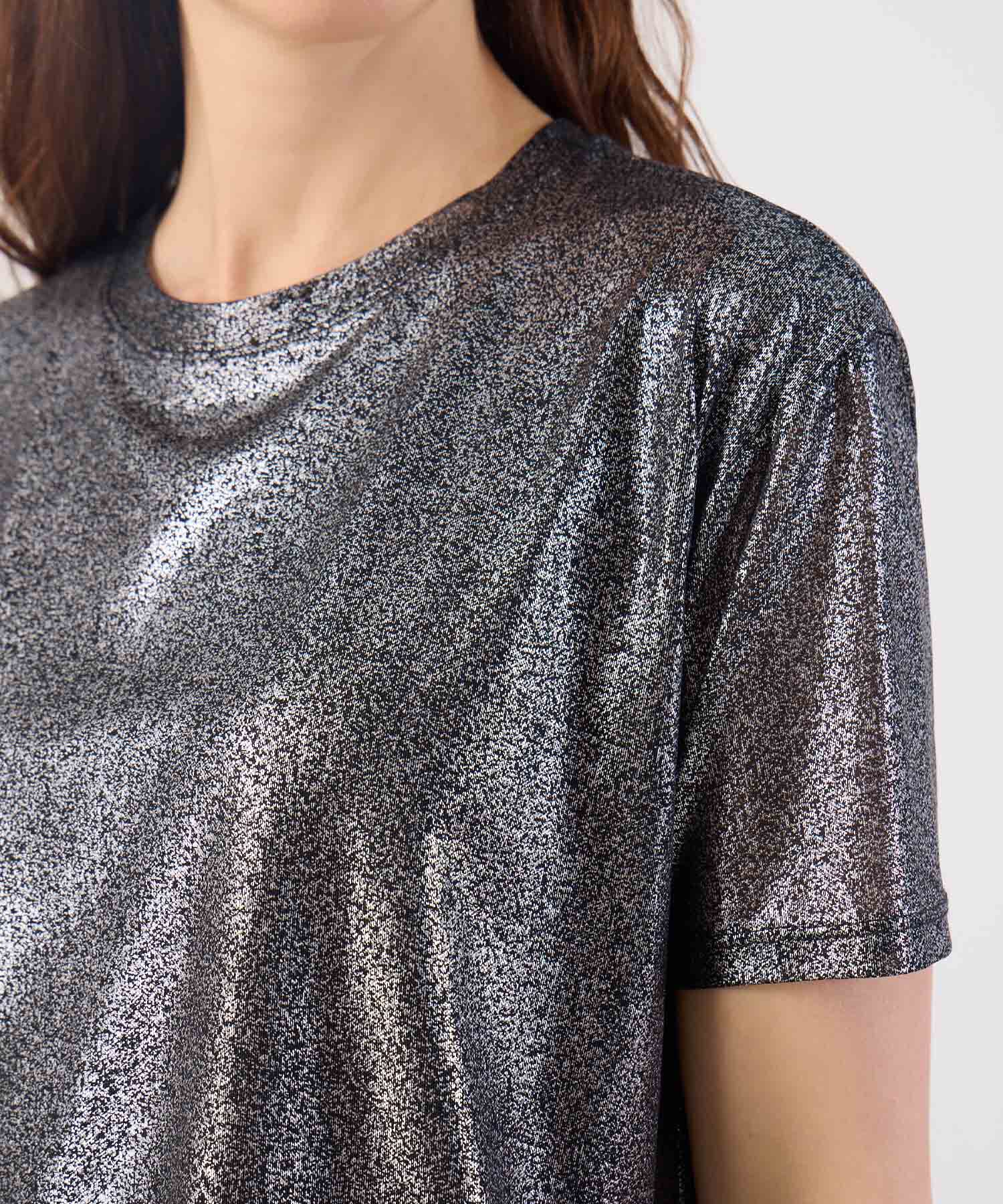 Camiseta Manga Corta Metalizada Mujer