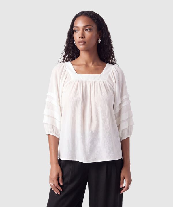 Blusa Cuello Cuadrado Manga Acampanada Mujer image number null