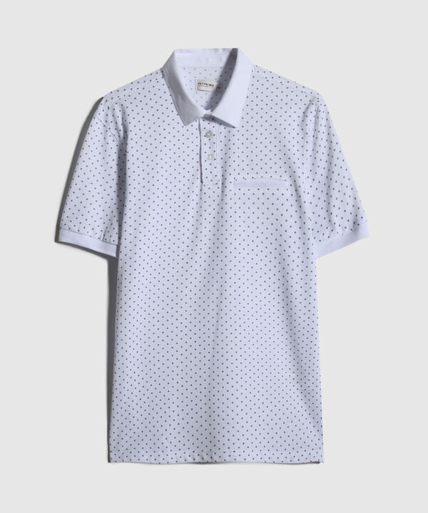 Polo Estampada Cuello Maquina Con Bolsillo Ribete
