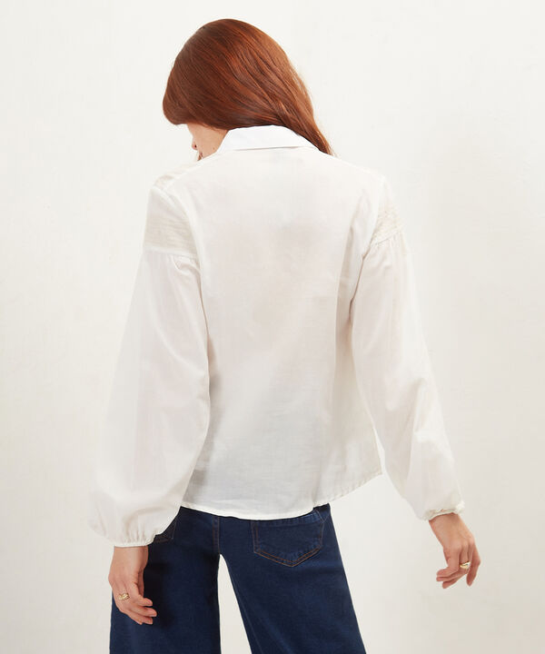 Camisa Unicolor Con Detalles De Randado image number null