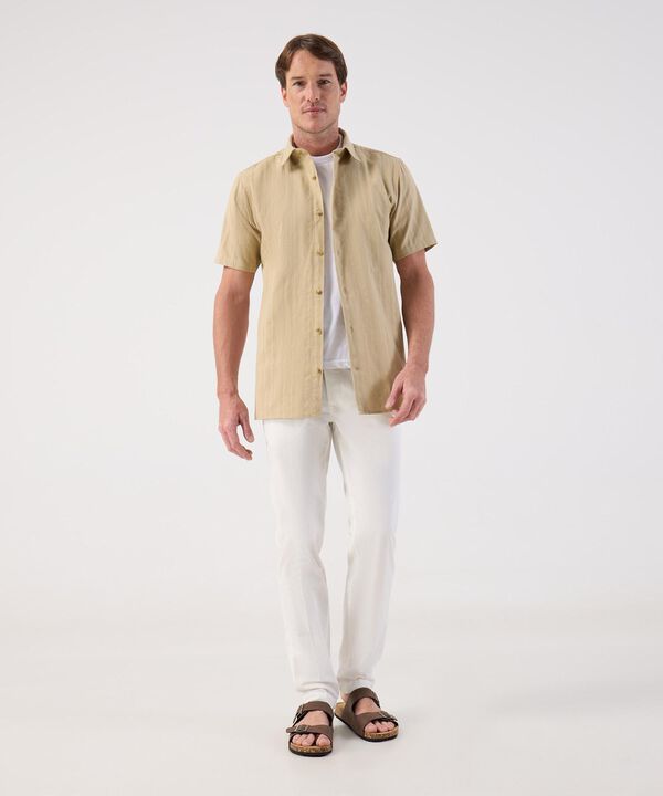 Camisa de Manga Corta Texturizada para Hombre image number null