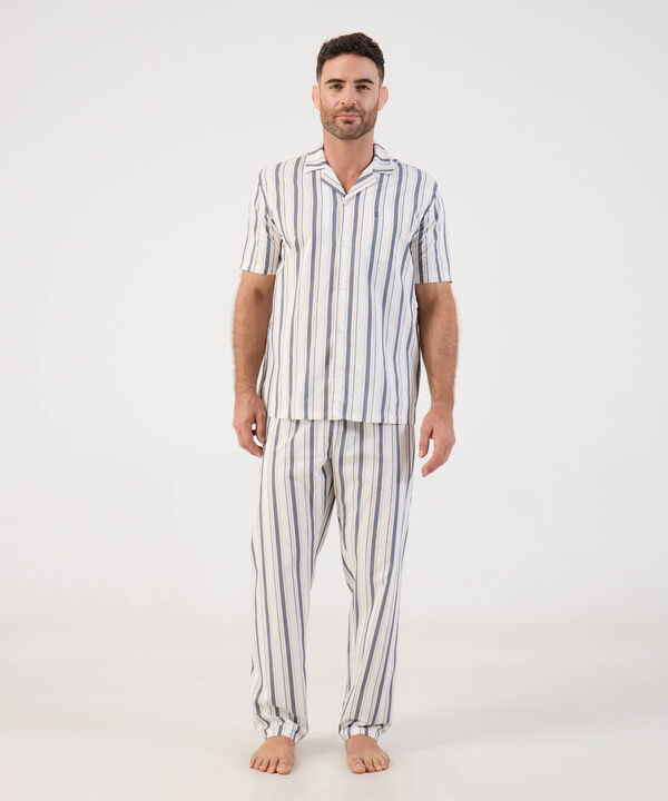 Pijama A Rayas Con Bolsillo Para Hombre