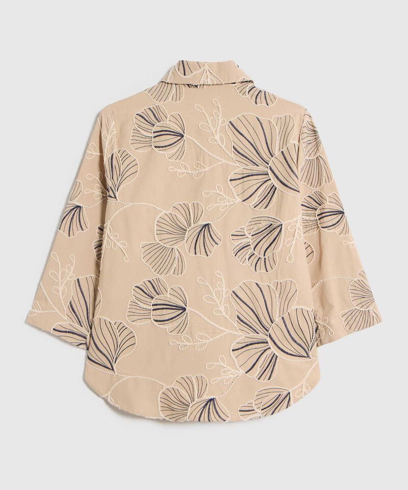 Blusa Camisera con Bordado Floral para Mujer