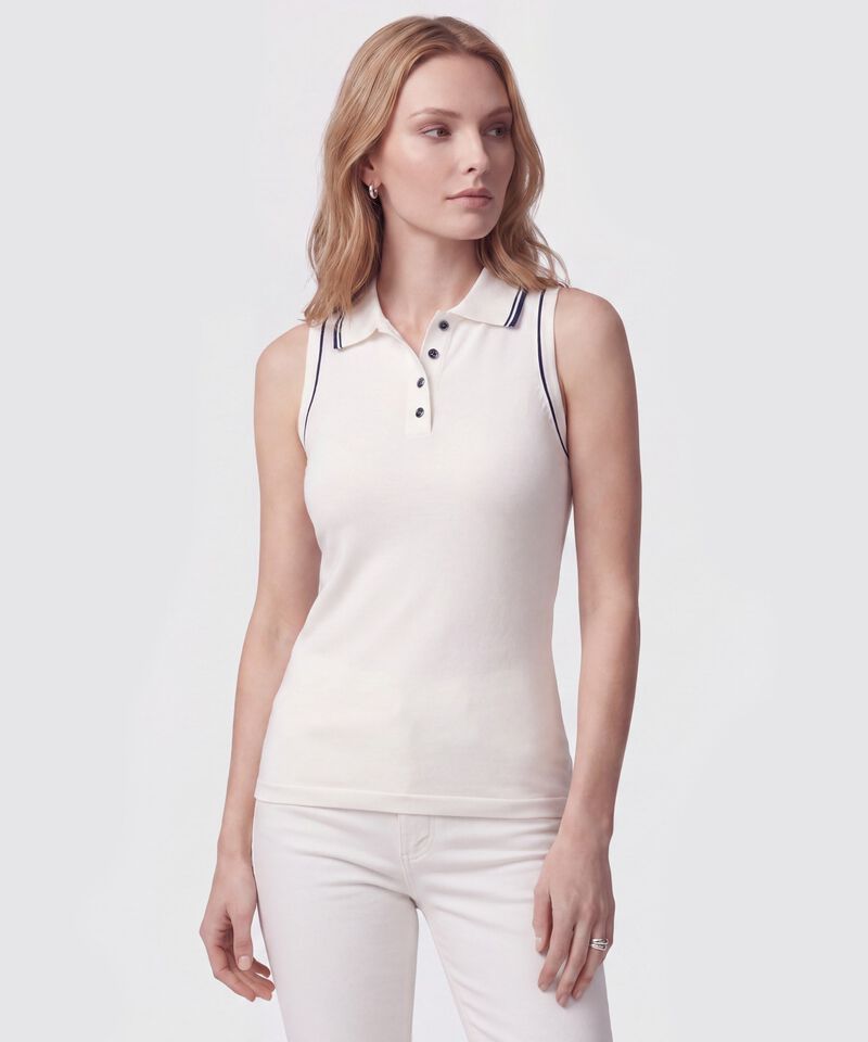 Polo Texturizada Cuello En Contraste Mujer