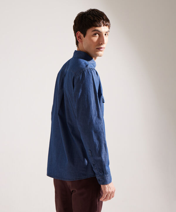 Camisa Slim Fit Tono Azul Oscuro image number null
