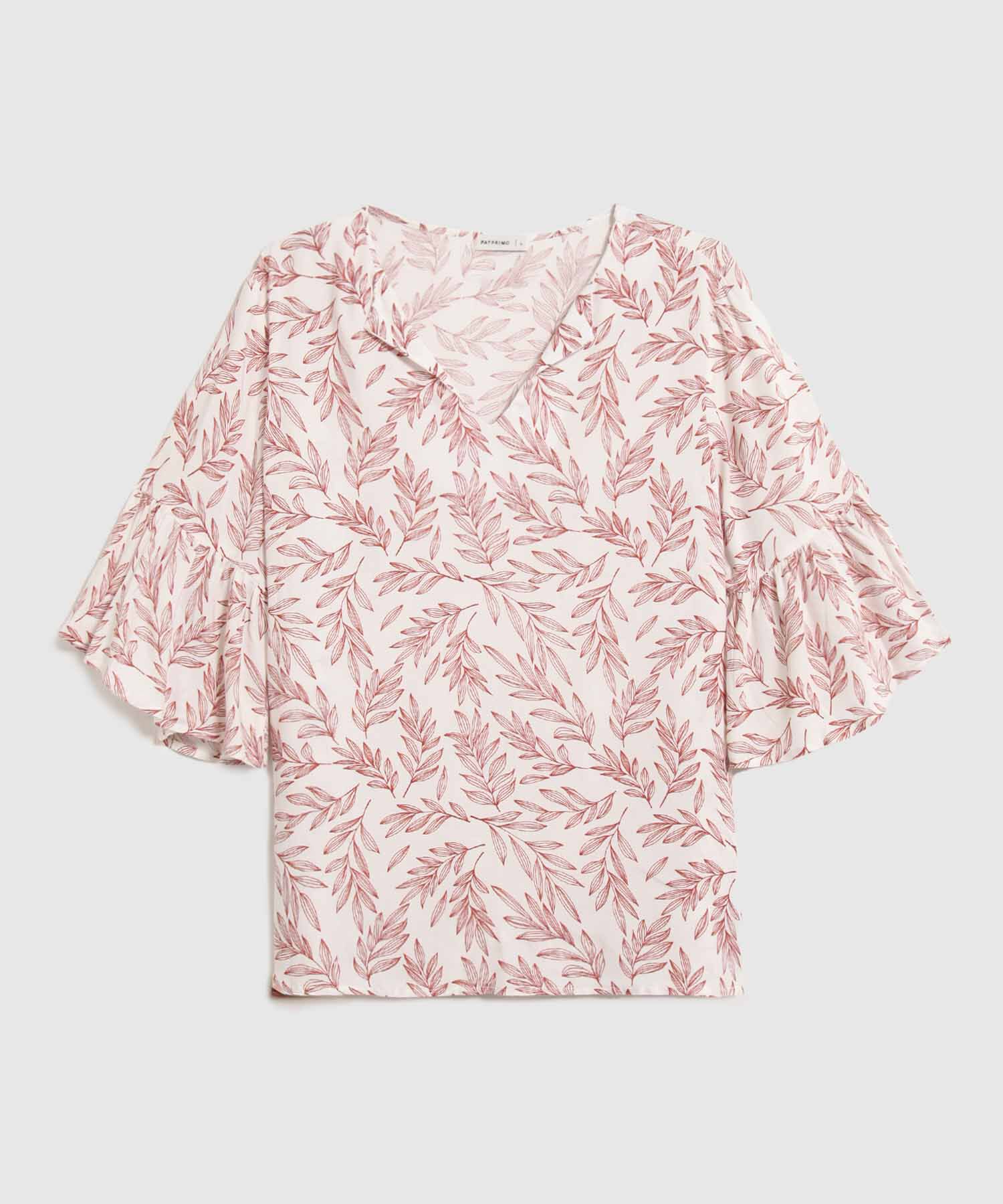 Blusa Estampada Con Escote En V 
