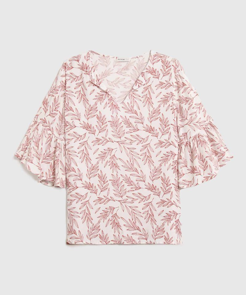 Blusa Estampada Con Escote En V 
