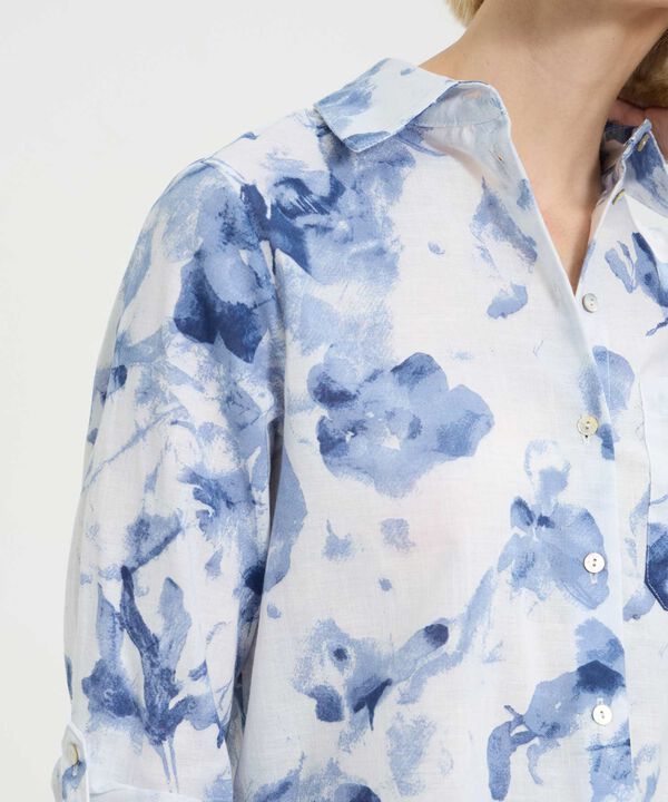 Camisa Manga Larga Con Bolsillo Estampada En Lino image number null
