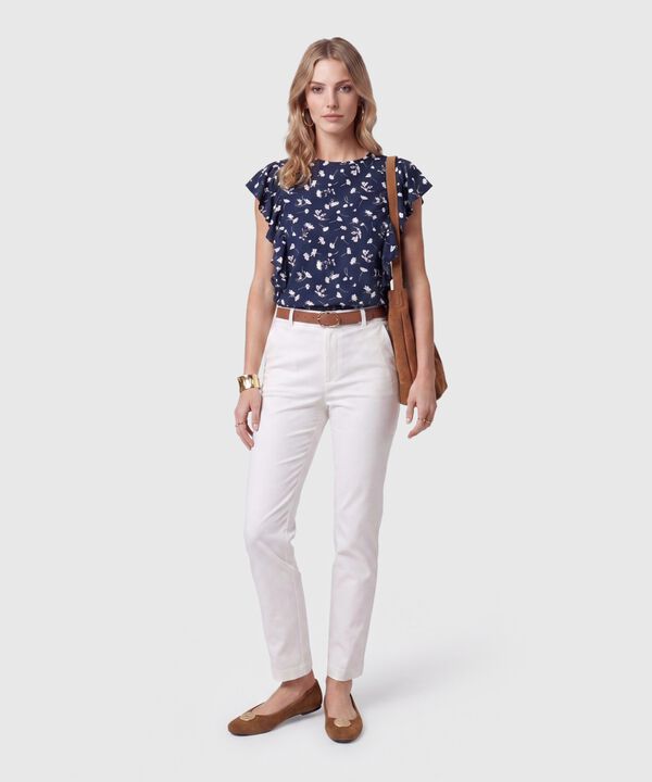 Blusa Con Volantes En Mangas Para Mujer