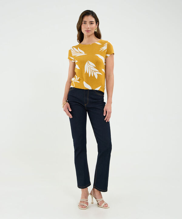 Camiseta Estampado de Hojas