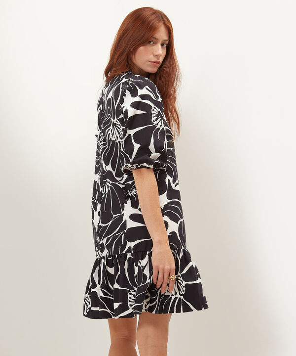 Vestido Estampado, Manga 3/4, Puños Con Elástico, Escote Redondo Y Boleros, Serena