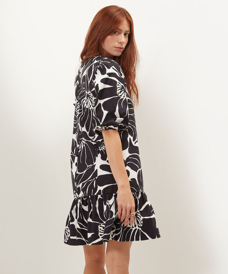 Vestido Estampado, Manga 3/4, Puños Con Elástico, Escote Redondo Y Boleros, Serena