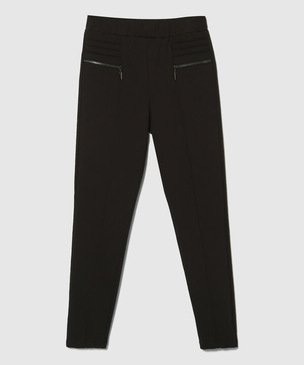 Leggings Con Cremallera En Frente Y Detalle De Alforzas