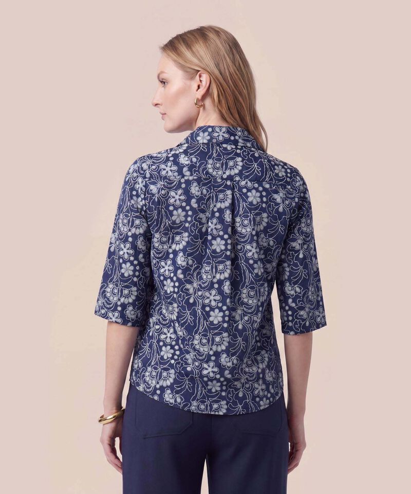 Blusa De Cuello Cl&aacute;sico Y Manga Al Codo Mujer
