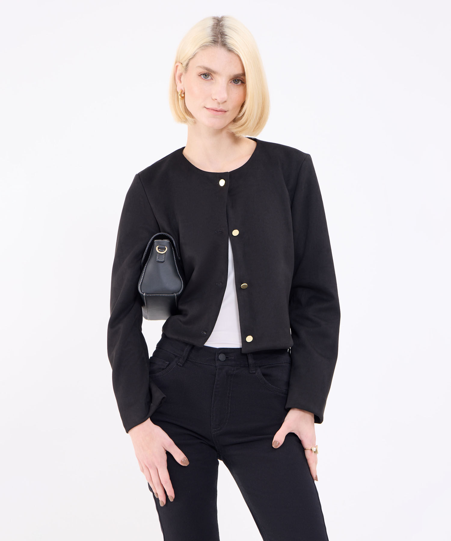 Chaqueta Unicolor Para Mujer