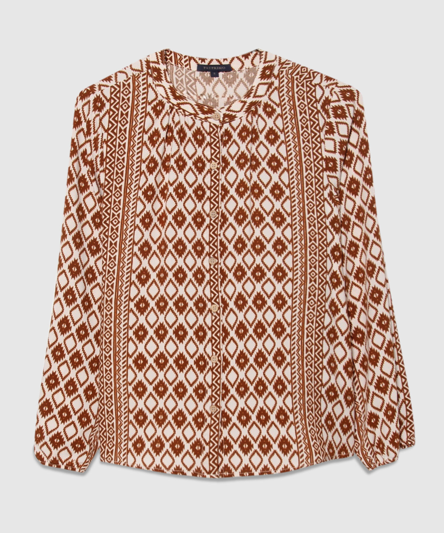 Blusa Estampada con Cuello Mao