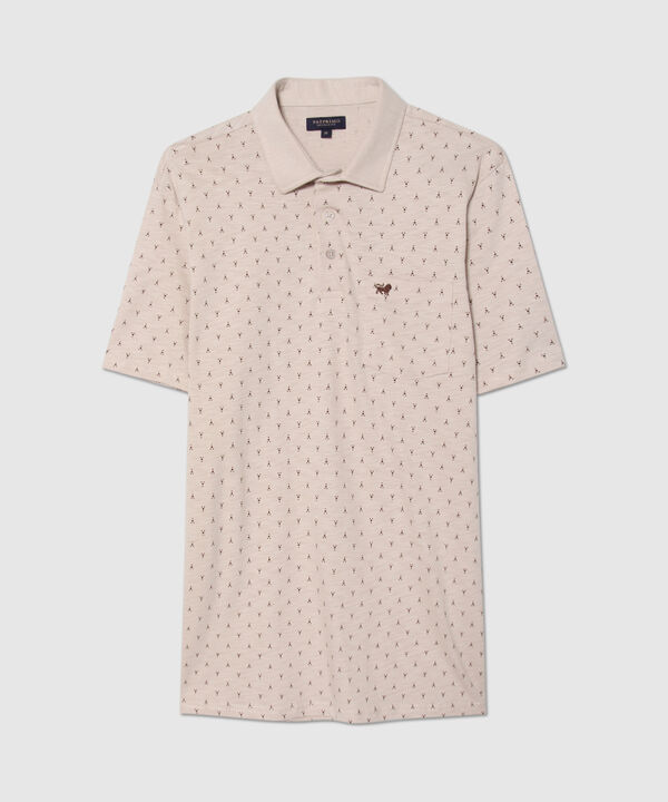Polo Estampada, Cuello Maquina Duro Con Bolsillo, Silueta Regular Fit, Tribal