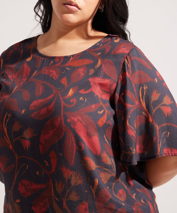 Blusa con Estampado de Hojas image number null