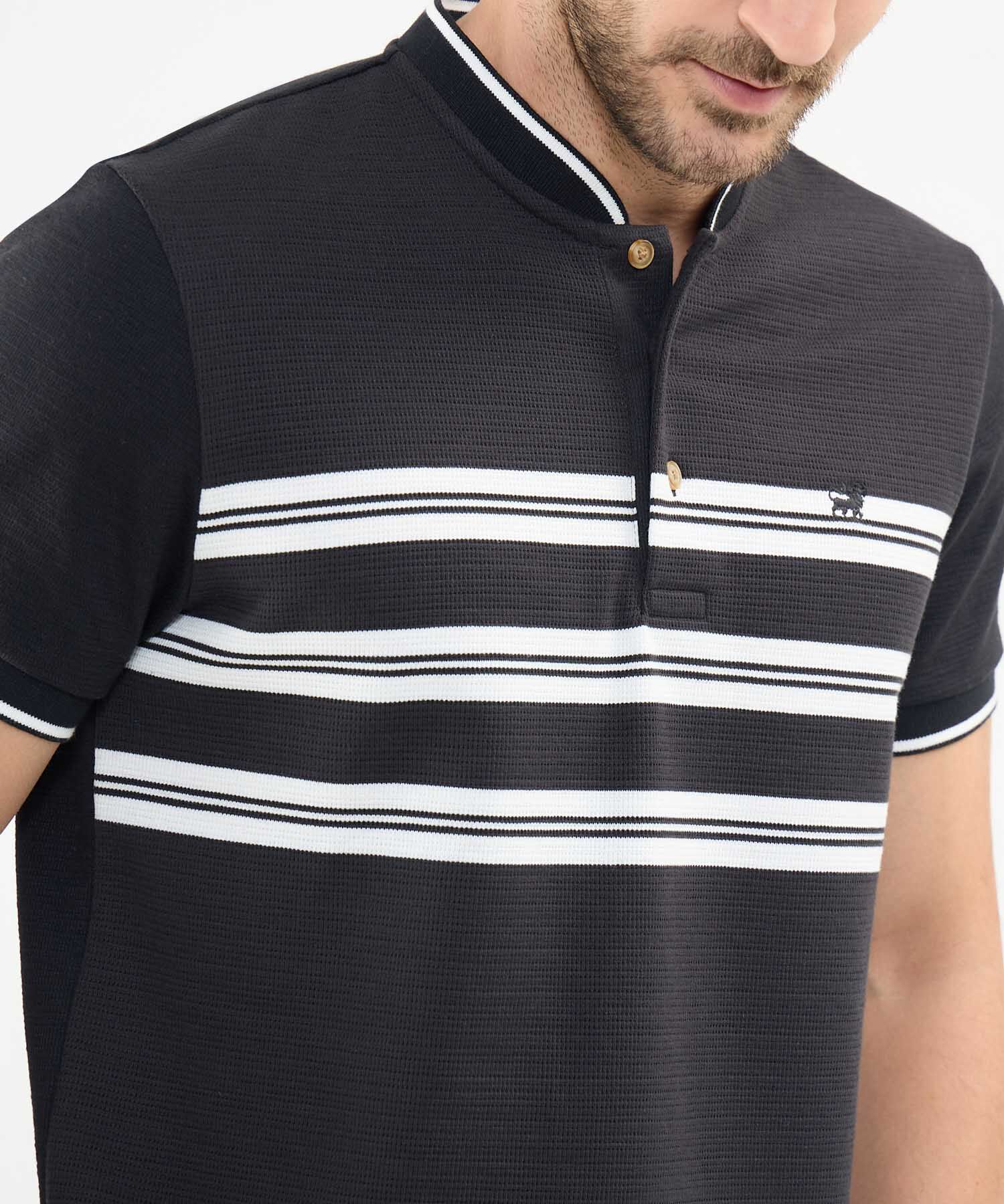 Polo Cuello Mao con Rayas