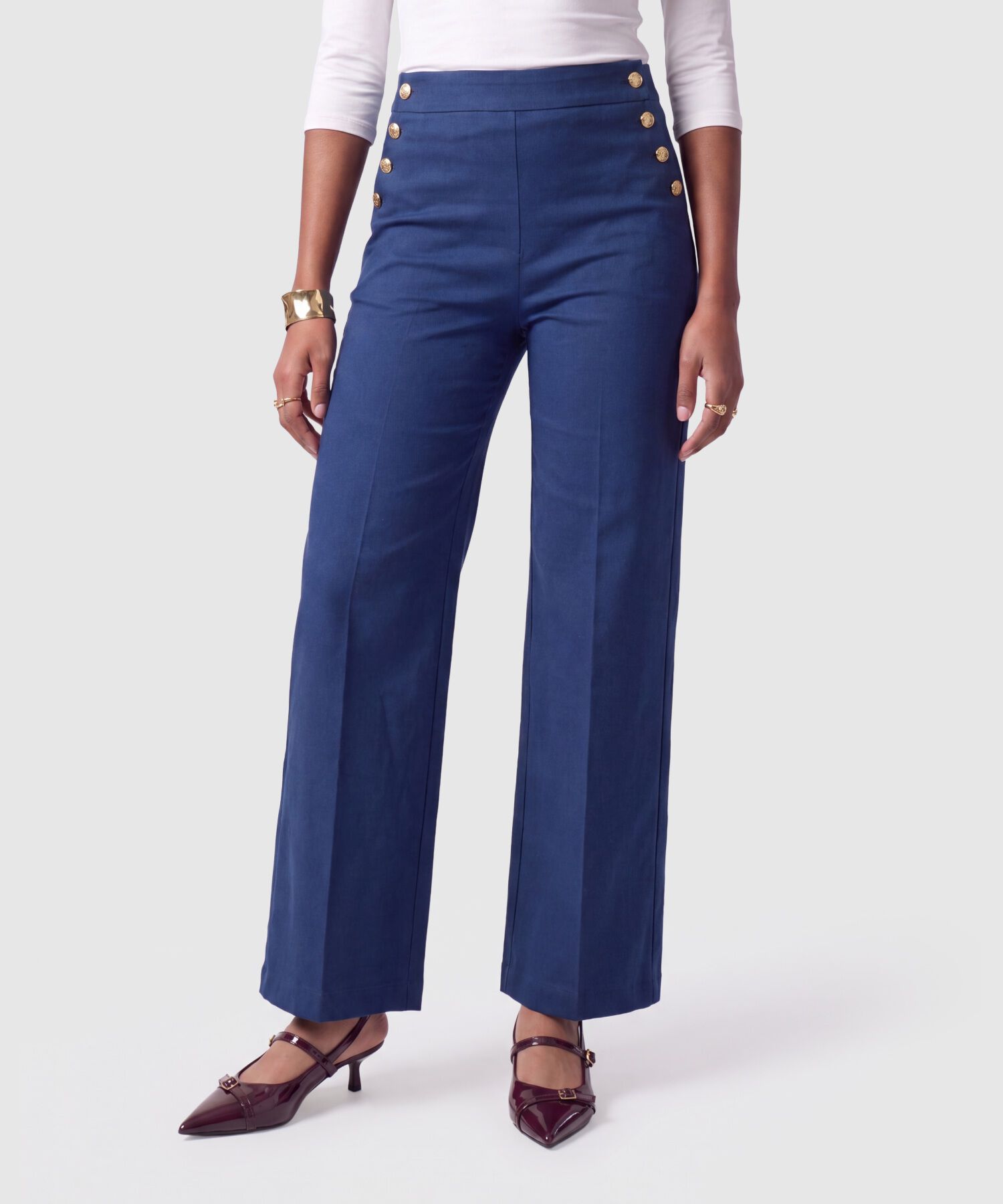Pantal&oacute;n Wide Leg Con Botones Mujer